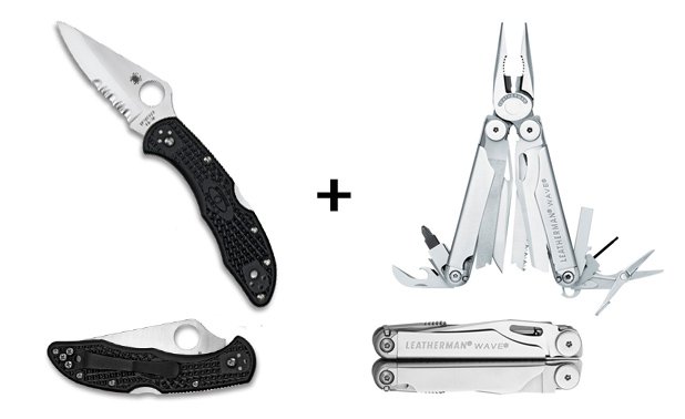 Knives: Spyderco C11BK and Leatherman Wave Les couteaux : Spyderco C11BK et Leatherman Wave